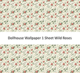Dollhouse Wallpaper Wild Roses Floral 1:12 Scale by MiniatureCrush Roses