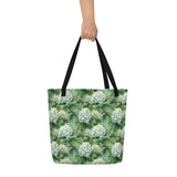 White Hydrangea Flower Floral All-Over Print Large Beach or Tote Bag Hydrangea