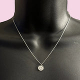 Dainty white gold dipped pave sunflower pendant necklace Sunflower
