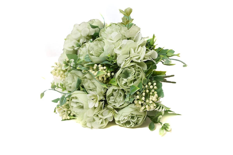 4 PCS Artificial Flowers Fake Peony Silk Mini Light Green Bridal Green Plant