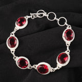 Pink Rubellite Gemstone Handmade 925 Sterling Silver Jewelry Bracelet Gift For Roses