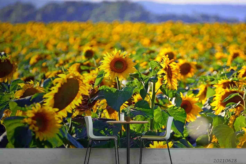 3D Sunflower Flower Field Self-adhesive Removable Wallpaper Murals Wall 92 Sunflower