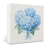 Blue Hydrangea Bow Wooden Signs,Blue Bow Spring Flowers Bouquet Wooden Sign,H... Hydrangea