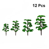 12 Pcs Miniature Model Trees Artificial Plastic Landscape Scenery Green Plants Green Plant