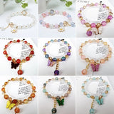 Sweet Crystal Beaded Daisy Butterfly Lucky Bracelet Elastic Bangle Women Gift Daisies