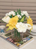 Silk Carnation Tulips Daffodils Artificial Faux Flower Arrangement Centerpiece 2 Carnation
