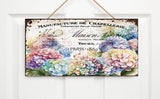 French Hydrangeas Printed Handmade Sign Farmhouse Decor Door Hanger Sign Hydrangea