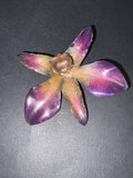 VTG Real Purple Orchid Pendant Large 3Ó Cattleya Flower Preserved Resin Signed? Orchids