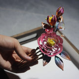 Flower Hair Comb Peony Camellia Luxury Daily Headpiece Hanfu Vintage Accessory Peony