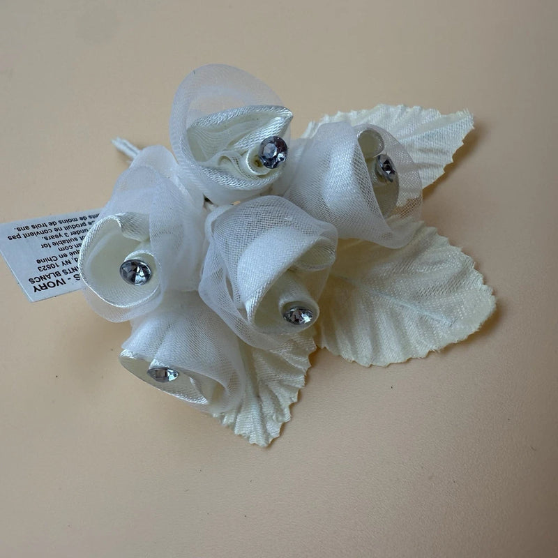 Amscan Satin Sheer Five Flowers With Rhinestones Mini Picks White Bouquet