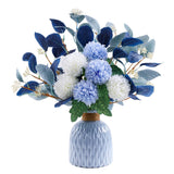 Artificial Flowers with vases, Fake Hydrangea with Eucalyptus Bouquet Combina... Hydrangea