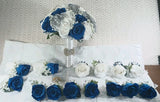 10" Wide Bridal Bush Bouquet & 14 Corsages 3 Double Rose Wrist 11 Chest * NEW * Bouquet