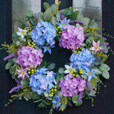 24 Inch Spring Wreath for Front Door - Blue & Purple Hydrangea Spring Door Wreat Hydrangea