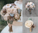 Natural Cream Bridal Bouquet Bark Skin Sola Wood Bridesmaid Wedding Flowers Bouquet