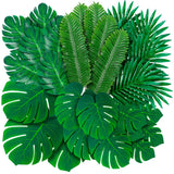 108 Pack Palm Leaves Artificial Tropical Monstera - 6 Kinds Large Small Green... Green Plant