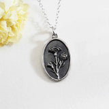 Sterling Silver Carnation Birthflower Necklace - January Carnation