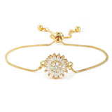 Flower Fidget Bracelet for Women Adjustable Gold Spinning Sunflower Bracelet Spa Sunflower