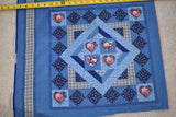 17.5" x 44", Vintage, Blue Floral Quilt-Block Print Panel, Fabri-Quilt, B1254 Flowering Plants