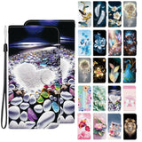 Luxury Butterfly Bear Flower Lion Cat Wallet Cover Case for S21 S22 S23 Ultra Sunflower