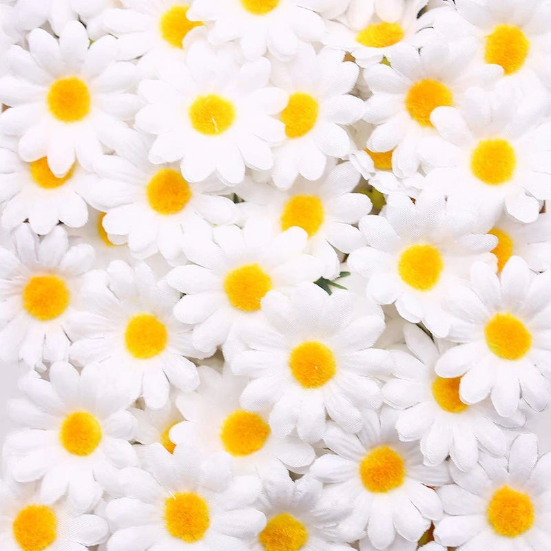 200PCS Fabric Daisy Flower Heads - 1.5 Inch White Artificial Daisies Spring F... Sunflower