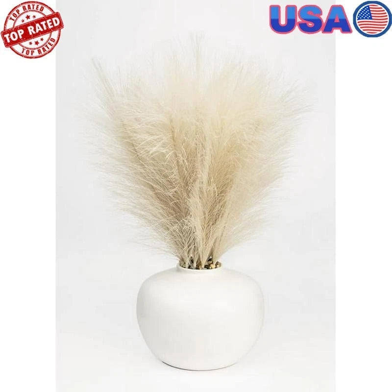 Artificial Pampas Plant in Ceramic Vase Decorative Centerpiece Home Event New Pampas Grass