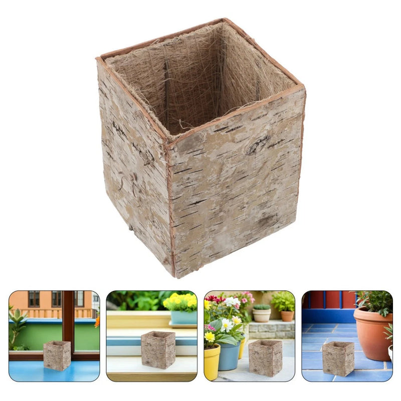 2 Pcs Birch Bark Flower Bucket Plant Pots Indoor for Plants Retro Garden Garden Plants