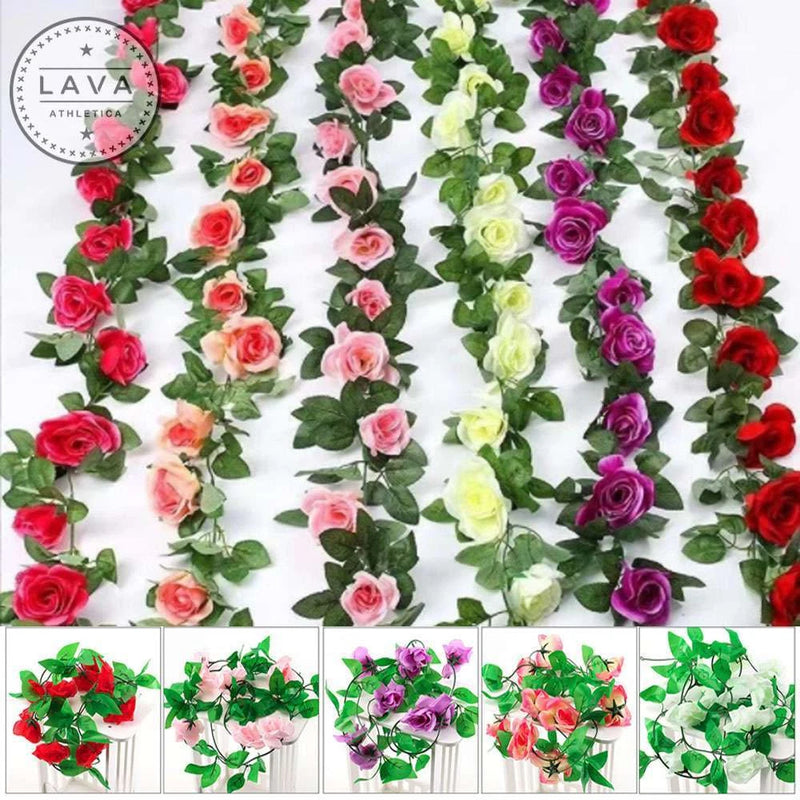 7.5Ft Artificial Flowers Silk Rose Flower Vine Ivy Hanging Wedding Garland Decor Roses