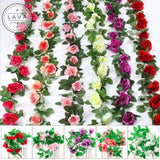 7.5Ft Artificial Flowers Silk Rose Flower Vine Ivy Hanging Wedding Garland Decor Roses