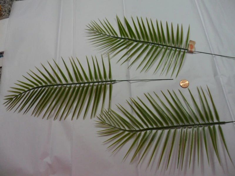 Vintage Plastic Green Palm Fern Stems - Set of 3 Green Plant