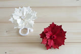 8 Poinsettia Diffuser Flowers 8cm Dia. with rope and hidden wire stem Carnation