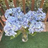 10 Pcs Artificial Hydrangea Fake Flowers Real Touch 23Ó Blue Green Flowers Decor Hydrangea