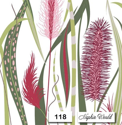 (118) TWO Individual Paper LUNCHEON Decoupage Napkins - PAMPAS GRASS PLANTS Pampas Grass