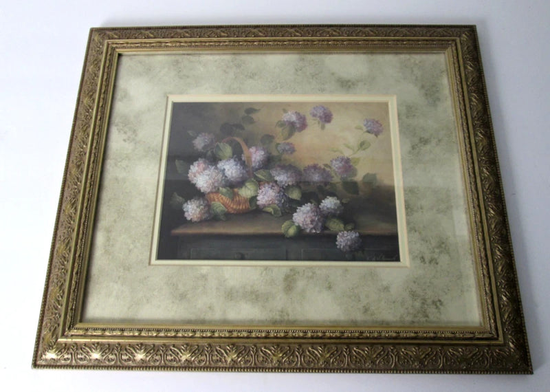 Fabrice de Villeneuve Framed &Matted Art Print "Hydrangeas In Violet" Hydrangea