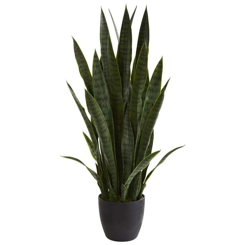 Nearly Natural Artificial Snake Plant 38" Sansevieria Indoor Dark Green Stripes Green Plant