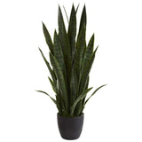 Nearly Natural Artificial Snake Plant 38" Sansevieria Indoor Dark Green Stripes Green Plant