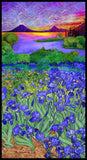 Iris Landscape 24"X44" Panel Fabric Flowers Sky Cotton Timeless Treasures CD2330 Flowering Plants
