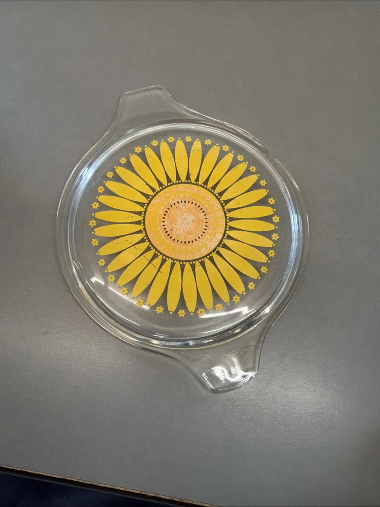 Vintage Pyrex 474-C Lid Sunflower 1970s Lid Only Ge0 Sunflower