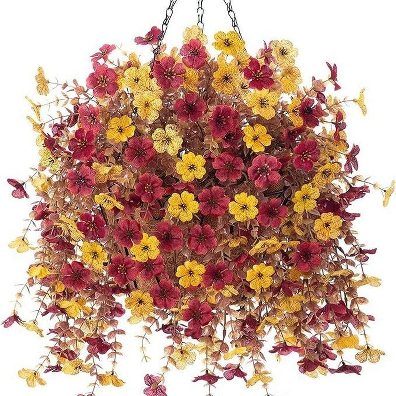 Silk Daisy Artificial Flowers in Brown Violet with Eucalyptus for Home Decor Daisies