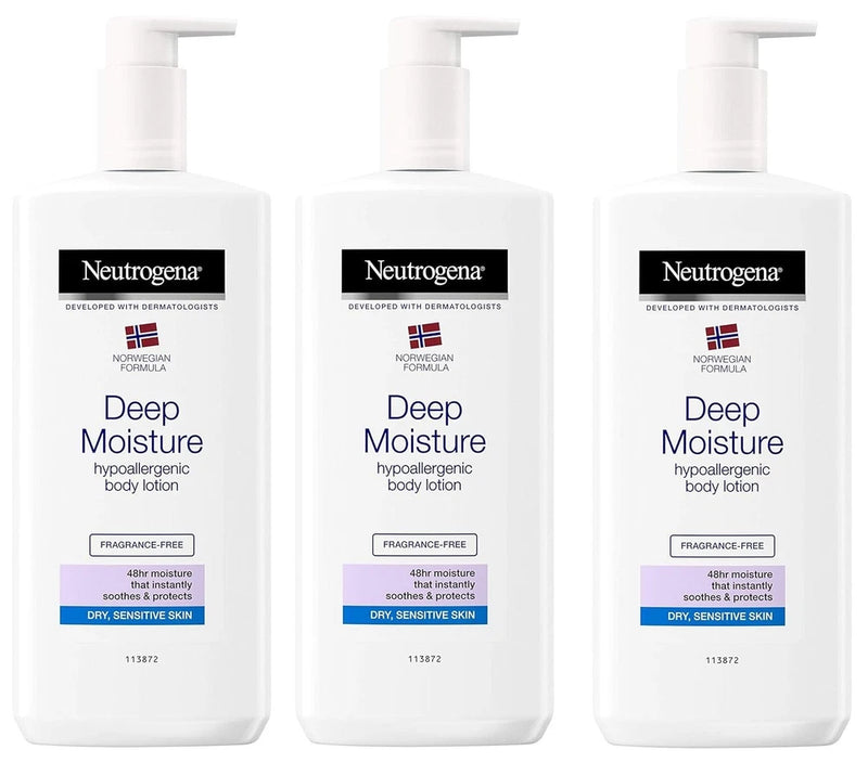 Neutrogena DEEP MOISTURE Hypoallergenic Body Lotion 13.5 fl oz NEW-(3 PACK) New Bouquet