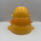 Set of 3 Pyrex Daisy / Sunflower Orange & Cinderella Nesting Bowls (443,442,441) Sunflower