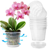 T4U Orchid Pot, 6 Pack 4.3 Inch Orchid Pots with Holes and Saucers, Clear Orc... Orchids