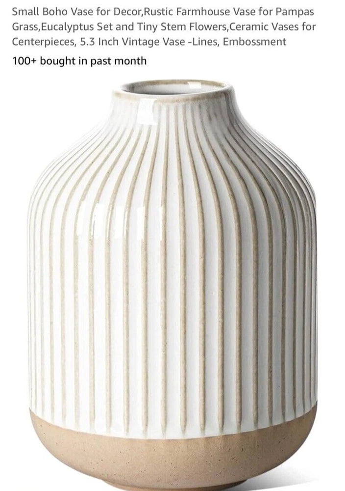 Small Boho Vase for Decor,Rustic Farmhouse Vase for Pampas Grass,Eucalyptus Set Pampas Grass