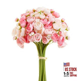 Ranunculus Artificial Flower Faux Silk Mini Peony Flowers Fake Peonies Pink Ranunculus