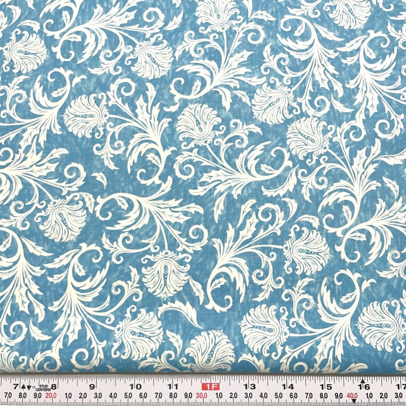 Tend the Earth by Deb Strain Moda Florals on Blue Cotton Fabric by the HALF YARD Flowering Plants