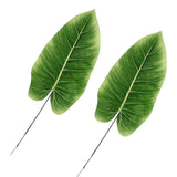 2 Pcs Green Artificial Plants Pu Lifelike Leaf Props Greenery Decor Green Plant