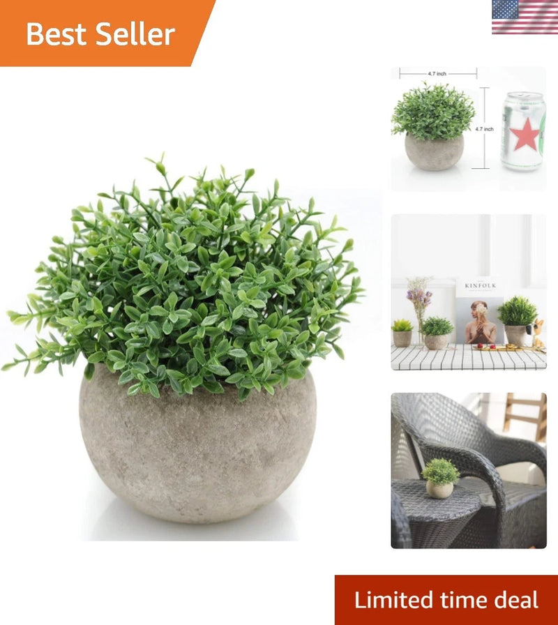 Mini Sage Green Potted Boxwood Topiary Artificial Plants for Home Decor Indoo... Green Plant