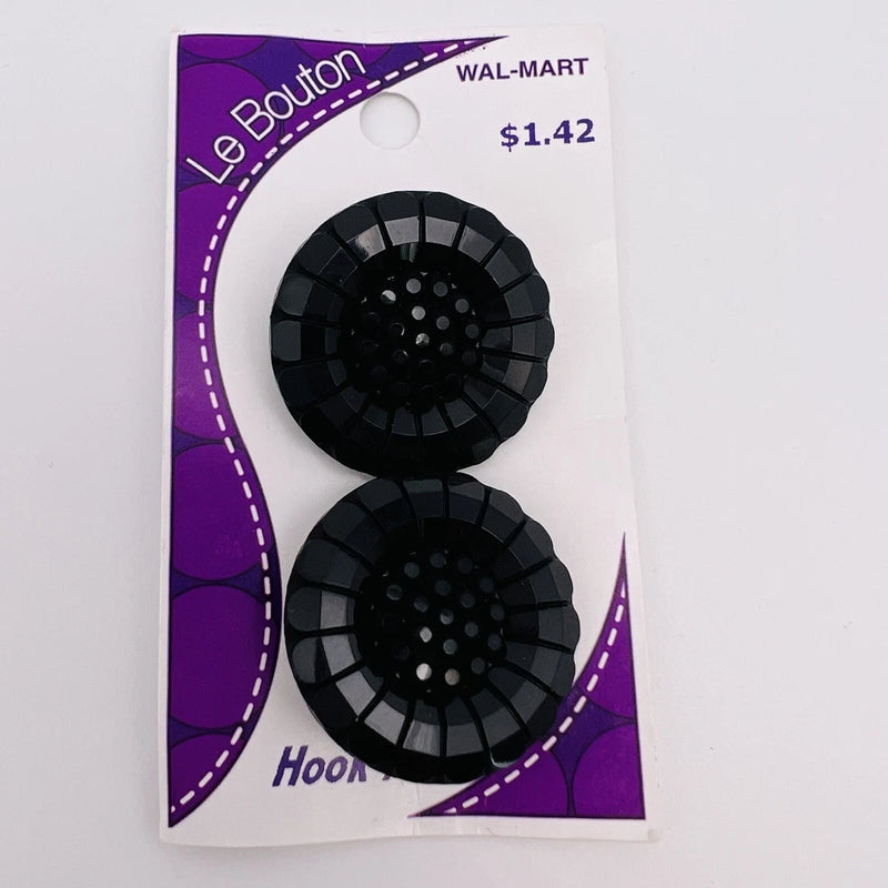 Le Bouton Buttons Black Sunflower Flower Round Shank 2pk 1 1/8" Italy 28mm Italy Sunflower