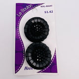 Le Bouton Buttons Black Sunflower Flower Round Shank 2pk 1 1/8" Italy 28mm Italy Sunflower