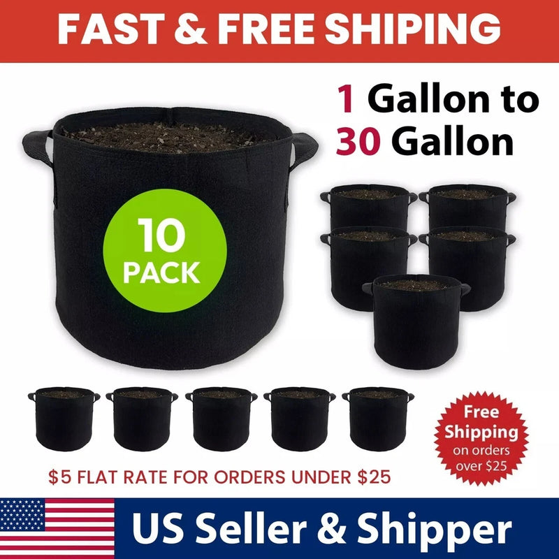 10/20 Pack Grow Bags Heavy Duty Thickened Nonwoven Garden Plant Bags Garden Plants