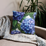 Foral Hydrange Blossoms Flower Design Home Decor Cottagecore Throw Pillow Hydrangea